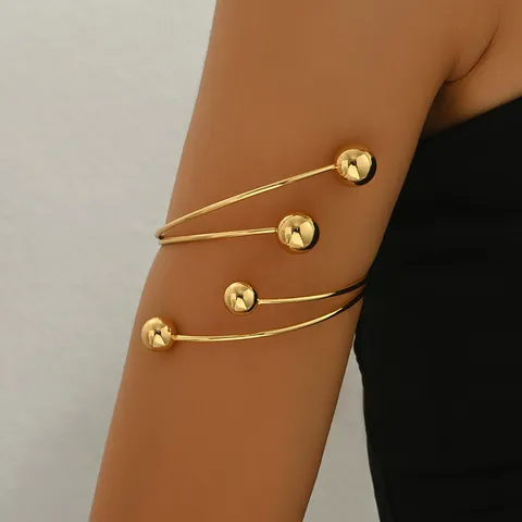 Bracciale da Braccio in Lega Multistrato a Spirale per Donna Gioiello di Tendenza Esagerato Catena per il Corpo Geometrica con Sfere Placcato Oro Argento