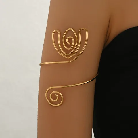 Bracciale da Braccio a Fiore Cavo Geometrico Aperto per Donna Bracciale in Metallo Placcato Oro Gioielli a Catena per il Corpo Personalizzati