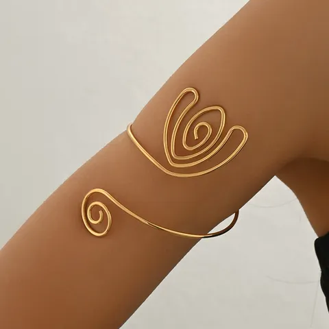 Bracciale da Braccio a Fiore Cavo Geometrico Aperto per Donna Bracciale in Metallo Placcato Oro Gioielli a Catena per il Corpo Personalizzati