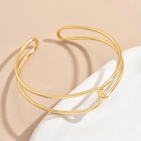 Bracciale da Braccio Aperto Geometrico Minimalista per Donna Catena del Corpo a Strati in Lega Placcata Oro Gioielli