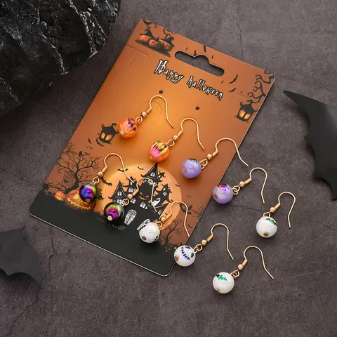 Συλλογή Κρεμαστά Σκουλαρίκια Halloween για Γυναίκες Κολοκύθα Νυχτερίδα Κρανίο Φάντασμα Αράχνη Τεχνητό Μαργαριτάρι Κοσμήματα από Ρητίνη και Κράμα