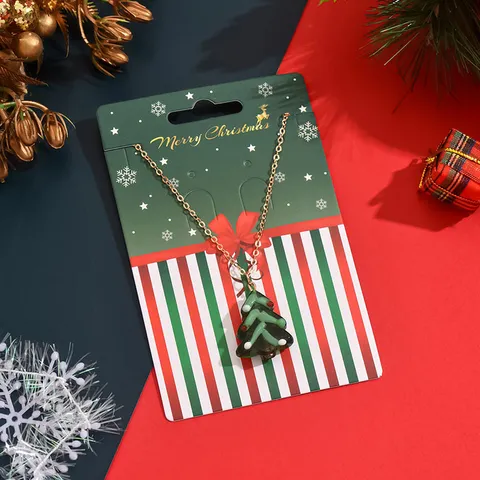 Geometrische Glas Weihnachtsbaum Anhänger Halskette Für Damen Exquisite Vergoldete Kette Festival Schmuck Weihnachtsgeschenk