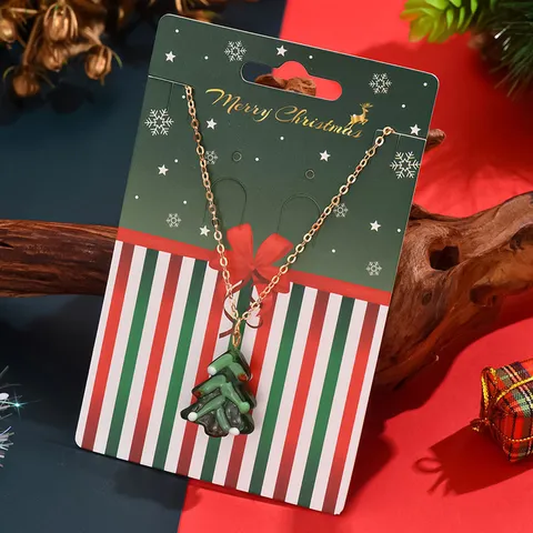 Geometrische Glas Weihnachtsbaum Anhänger Halskette Für Damen Exquisite Vergoldete Kette Festival Schmuck Weihnachtsgeschenk