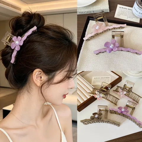 Pinza de Pelo de Resina Grande de Estilo Coreano Diseño Floral Colorido Accesorios para el Cabello para Mujeres