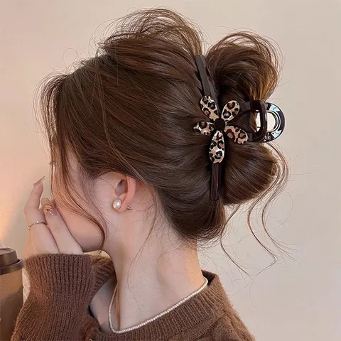 Eleganter Haarklammer Mit Leopardenmuster Schleife Blume Für Damen Vintage Haarklammer Für Dickes Haar Mode Haarschmuck Kopfschmuck