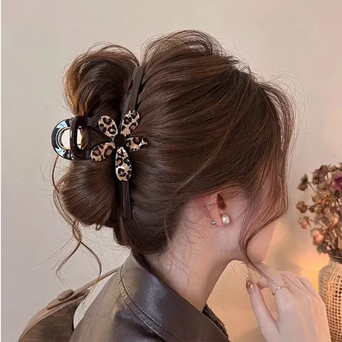 Eleganter Haarklammer Mit Leopardenmuster Schleife Blume Für Damen Vintage Haarklammer Für Dickes Haar Mode Haarschmuck Kopfschmuck