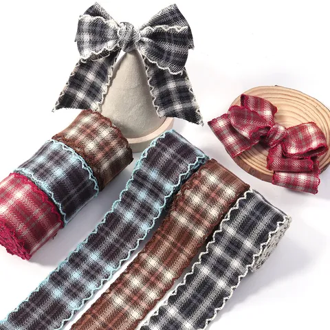 Fettuccia a Quadri Stile Britannico Nastro Bordo Ondulato Finitura Vintage per Accessori Capelli Fai da Te Cucito Abbigliamento