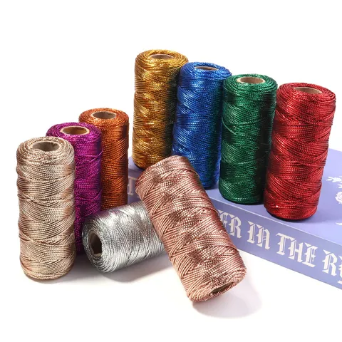 Cordón Metálico No Elástico Oro Plata Cuerda Colgante Para Envolver Regalos DIY Joyería Etiquetas De Ropa Carrete
