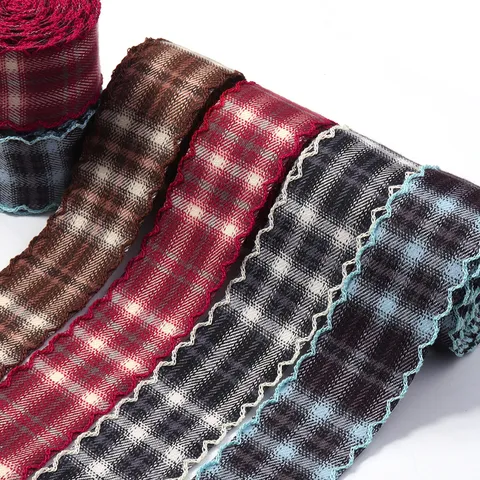 Fettuccia a Quadri Stile Britannico Nastro Bordo Ondulato Finitura Vintage per Accessori Capelli Fai da Te Cucito Abbigliamento