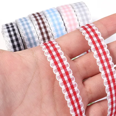 Rotolo di Nastro Plaid con Pizzo Ondulato a Doppio Lato Nastro in Poliestere per Fiocchi Fai da Te Cucito Accessori per Abbigliamento Borse Cappelli