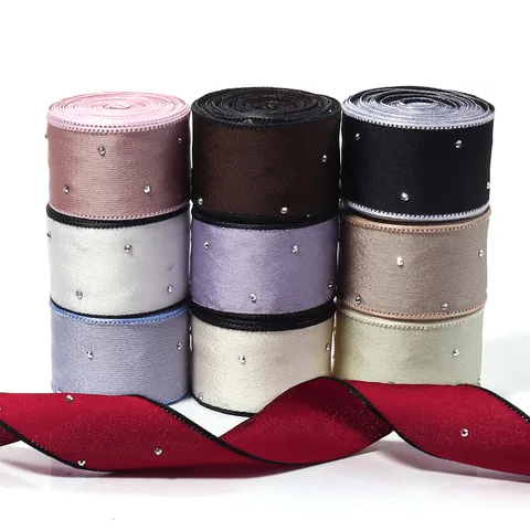 Nastro in Raso Con Strass Fatto a Mano Nastro a Fiocco Per Artigianato Abbigliamento Accessori Capelli Scarpe Borsa Cucito Decorativo