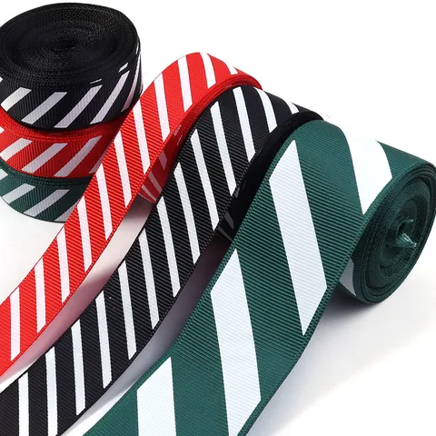 Christmas Diagonal Stripe Grosgrain Ribbon For DIY Bow Gift Box Decoration Vintage Festive Wrapped Ribbon Sewing Trims Accessories