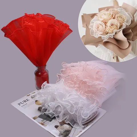 Original Design Pleated Mesh Lace Trim Wavy Edge Ribbon Garland For Flower Bouquet Clothing Doll Hat DIY Crafts Handwork