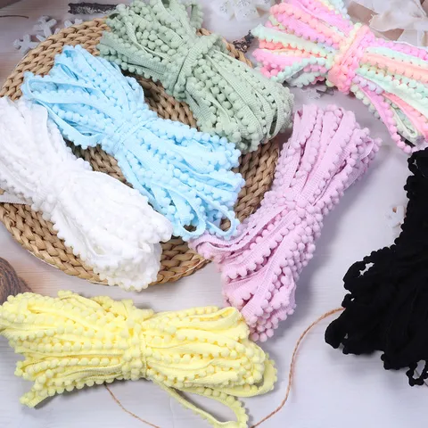Braided Pompom Fringe Trim Scalloped Ribbon With Ball Tassel For DIY Craft Sewing Garment Accessories Home Decoration