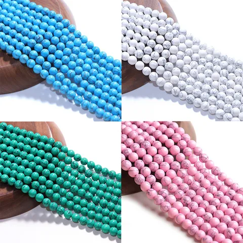Synthetic Turquoise Beads Round Loose Stone Spacer Beads Drilled For Diy Bracelet Necklace Making Materials Accessories