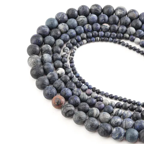 Natural Stone Loose Beads Matte Blue Sodolite Round Spacer Beads Jewelry Making Findings Materials For DIY Crafting