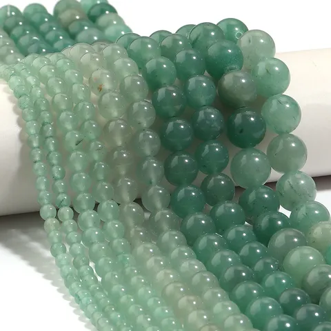 Natuurlijke Groene Aventurijn Losse Ronde Kralen Voor DIY Armband Ketting Oorbel Sieraden Maken Gladde Edelsteen Kralen