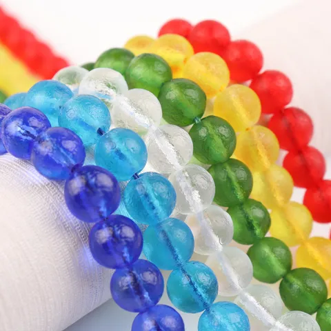 Matte Mattierte Glasperlen Runde Lose Spacer Farbige Glasur Eisriss Geknackte Perlen Für DIY Armband Halskette Handgemachten Schmuck Machen Zubehör