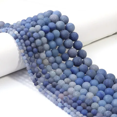 Natural Blue Aventurine Stone Beads For DIY Jewelry Making Matte Round Loose Beads Handcrafted Bracelet Necklace Accessories