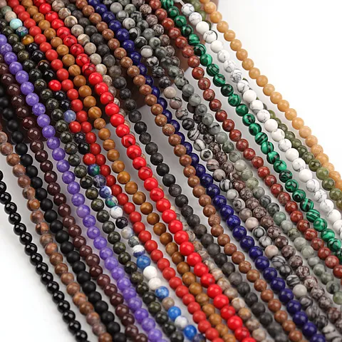 Natural Stone Round Loose Beads Gemstone Crystal Beads For DIY Jewelry Making Bracelet Necklace Accessories 4mm