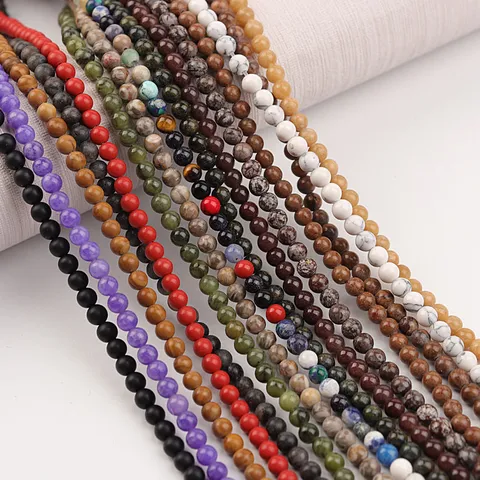 Natural Stone Round Loose Beads Gemstone Crystal Beads For DIY Jewelry Making Bracelet Necklace Accessories 4mm