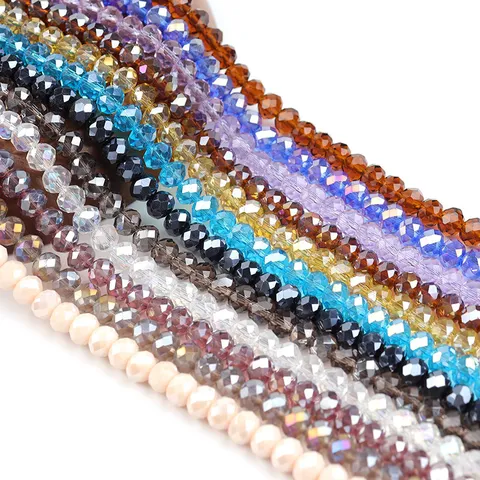Perle in Vetro di Cristallo Sfaccettate Perle Distanziatrici Rondelle Per la Creazione di Gioielli Fai da Te Bracciale Collana Orecchini Artigianali