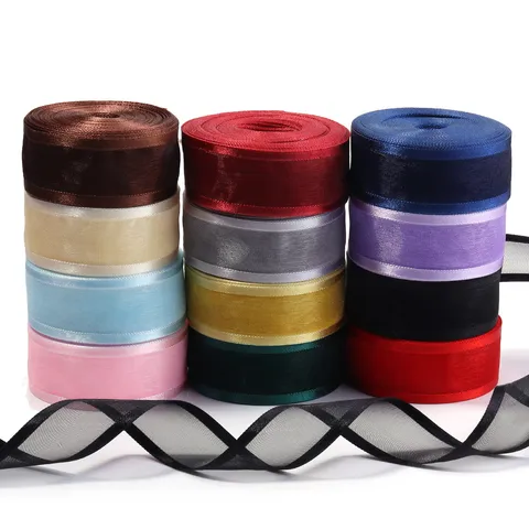 Durchsichtiges Organzaband Mit Satinkante Chiffonband Für Geschenkverpackung Hochzeitsfeier Weihnachtsdeko DIY Bastelband