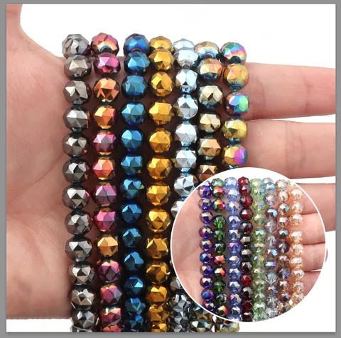 Gefacetteerde Kristal Glasperlen Veelkleurig Verguld Metalen Coating Losse Tussenperlen Voor Handgemaakte DIY Sieraden Maken Knutselbenodigdheden