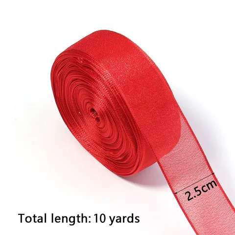 Pearl Gauze Ribbon Sheer Organza Fabric Ribbon For DIY Handmade Hair Accessories Gift Box Bouquet Wrapping Clothing Decoration Craft Ribbon Roll