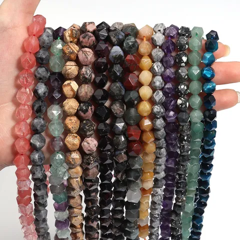 Perline Sfuse in Pietra Naturale Tonda Sfaccettata Cristallo Agata Accessori DIY per Creazione Gioielli Bracciale Collana