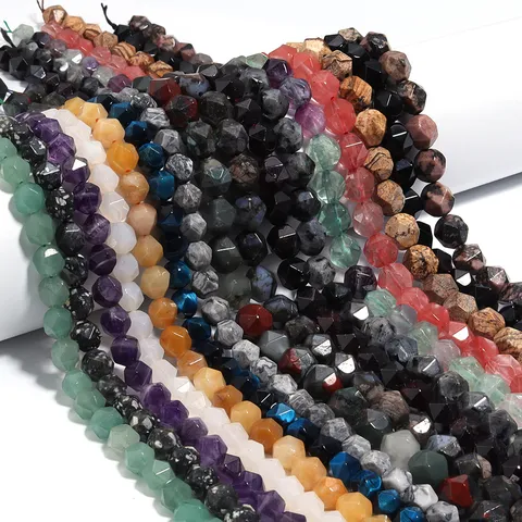 Perline Sfuse in Pietra Naturale Tonda Sfaccettata Cristallo Agata Accessori DIY per Creazione Gioielli Bracciale Collana