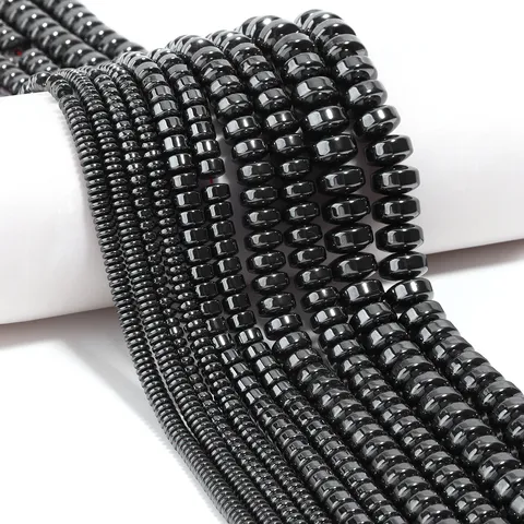Natuurlijke Hematiet Stenen Kralen Zwarte Platte Abacus Wiel Losse Kralen Voor DIY Armband Ketting Sieraden Maken Handgemaakte Knutselbenodigdheden