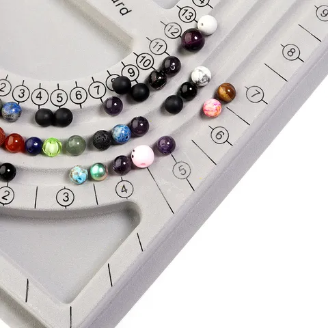 Gray Flocked Plastic Bead Design Board Bracelet Necklace Measuring Tray DIY Jewelry Making Craft Organizing Measurement Tool