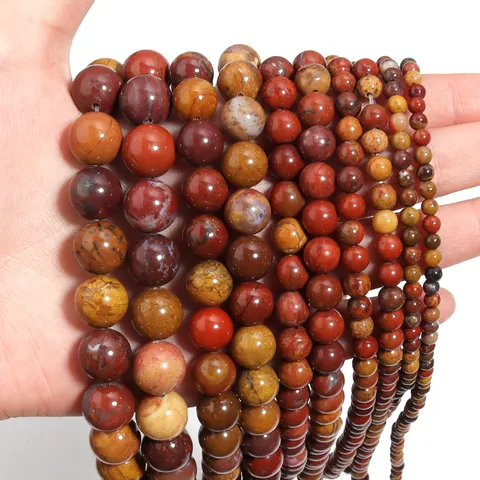 Natural Zhan'guo Red Agate Beads Polished Round Stone Loose Beads For DIY Jewelry Making Necklaces Bracelets Strands