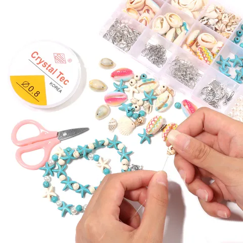 Shell Turquoise Artificial Pearl Starfish Charms Beads DIY Bracelet Necklace Jewelry Making Craft Supplies For Women