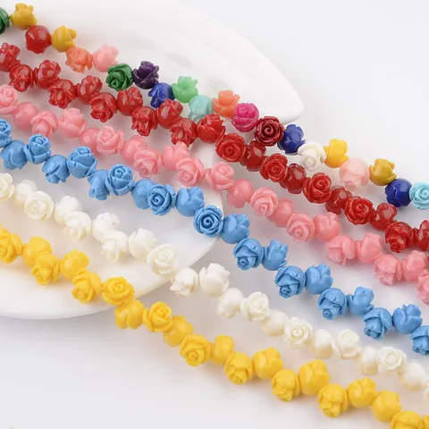Perline Sfuse a Forma di Fiore in Plastica Resina Polvere di Conchiglia Design Rosa Corallo Accessori per Artigianato Fai da Te Creazione Gioielli