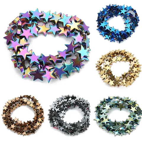 Electroplated Star Hematite Loose Beads Pentagram Metallic Stone Spacer Beads For DIY Jewelry Making Accessories