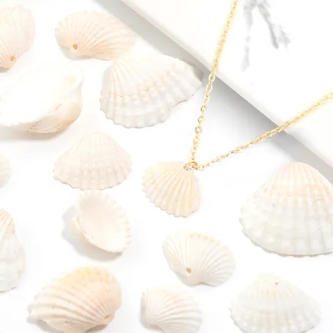 Natural White Scallop Shell Beads For Jewelry Making DIY Craft Kids Creative Painting Wind Chime Accessories Handmade Shell Charms