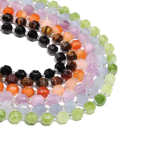 Perle in Pietra Naturale Sfaccettata Perle Distanziatrici in Pietra Preziosa Sciolta per Creazione Gioielli Fai-da-te Accessori per Collane e Bracciali