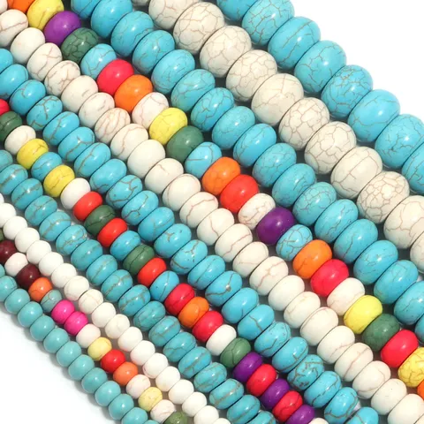 Cuentas de Turquesa Natural Ábaco Cuentas de Piedras Preciosas Rueda para Fabricación de Joyas DIY Pulsera Collar Estilo Étnico Cuentas Espaciadoras