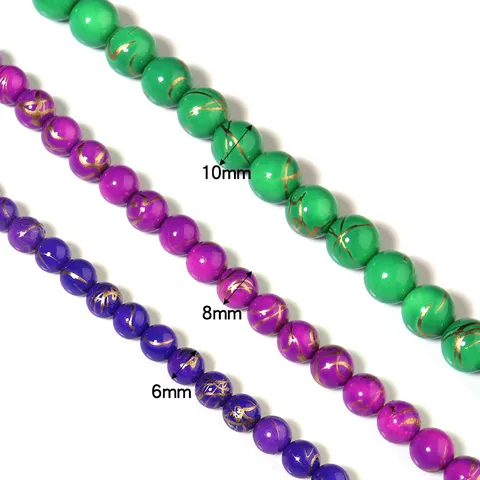 Synthetic Turquoise Gold Vein Round Loose Beads For DIY Bracelet Necklace Making Smooth Colored Stone Spacer Strand Craft Jewelry Findings