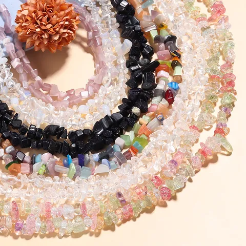 Kristall Unregelmäßige Steinsplitter Lose Perlen Gebohrt DIY Edelstein Perlen Für Schmuckherstellung Armband Halskette Katzenauge Stein
