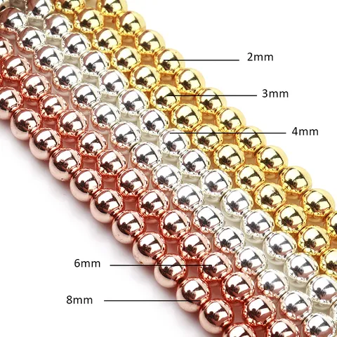 Cuentas de Hematita Facetadas Galvanizadas Cuentas Espaciadoras Redondas Sueltas Chapadas en Oro Plata Metálica Para Hacer Joyas DIY