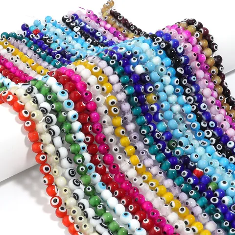 Multicolor Millefiori Lampwork Glass Beads Evil Eye Round Loose Beads Strand DIY Necklace Bracelet Jewelry Making Materials