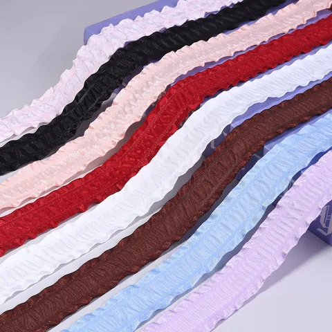 Polyester Rüschenband Doppelt Gefaltetes Kantenband Plissierte Spitze Für Geschenkstrauß Box Verpackung Stirnband Kleidung Basteln Dekoration Zubehör