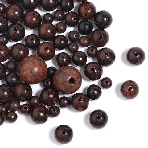 Perles en Vrac en Bois de Wengé Africain et Bois de Rose du Myanmar Rondes Perforées DIY Création de Bijoux Perles Intercalaires pour Bracelets Colliers