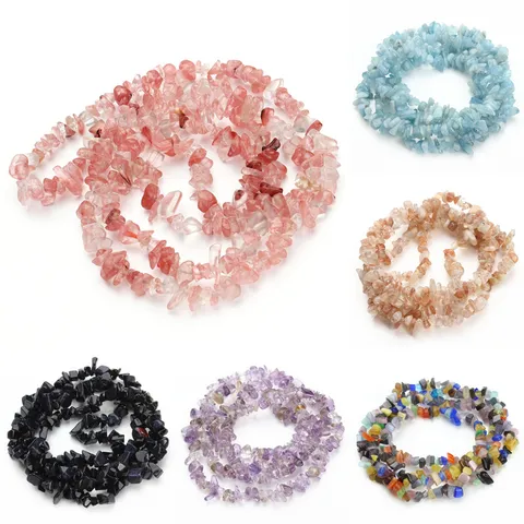 Irregular Natural Stone Crystal Gravel Beads Drilled Semi Finished Strand For DIY Jewelry Making Handmade Crafts Supplies