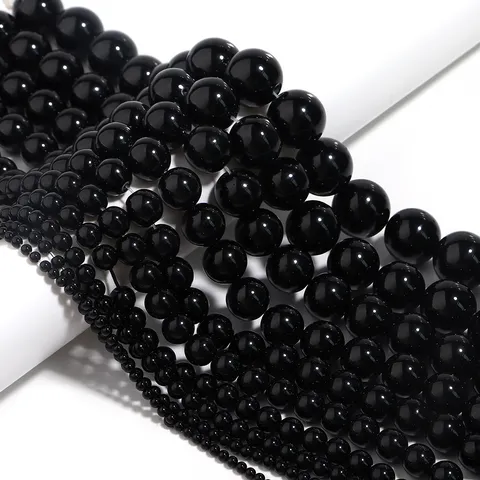 Natural Black Agate Round Loose Beads Matte Glossy Onyx Stone Beads For Diy Bracelet Necklace Jewelry Making Accessory
