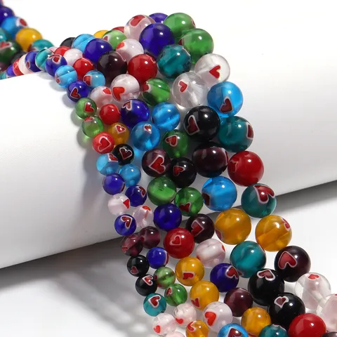 Millefiori Glass Beads For Jewelry Making Heart Round Square Colorful Lampwork Loose Beads DIY Bracelet Necklace Accessory