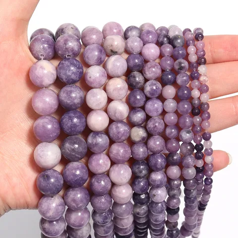 Natuursteen Paars Mica Ronde Losse Kralen Gepolijste Edelsteenkralen Streng Voor Armband Sieraden Maken Groothandel